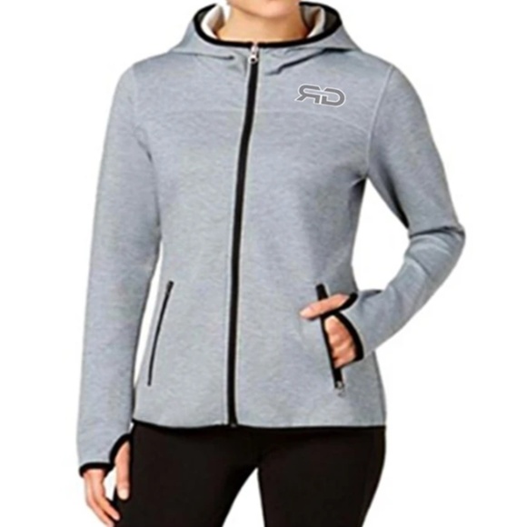 Light Gray Women's Full-Zip Front Tech Hoodie - Picture 7 of 8